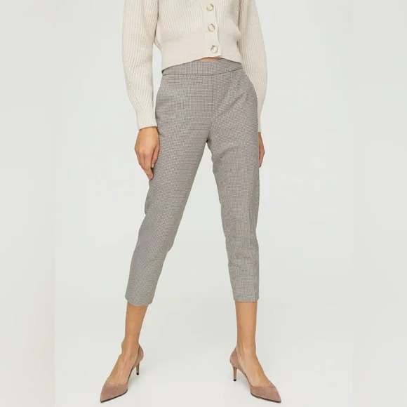 Babaton Conan Check Pants Size 2 Brown Plaid Slim Ankle Trouser Aritzia - Picture 1 of 12